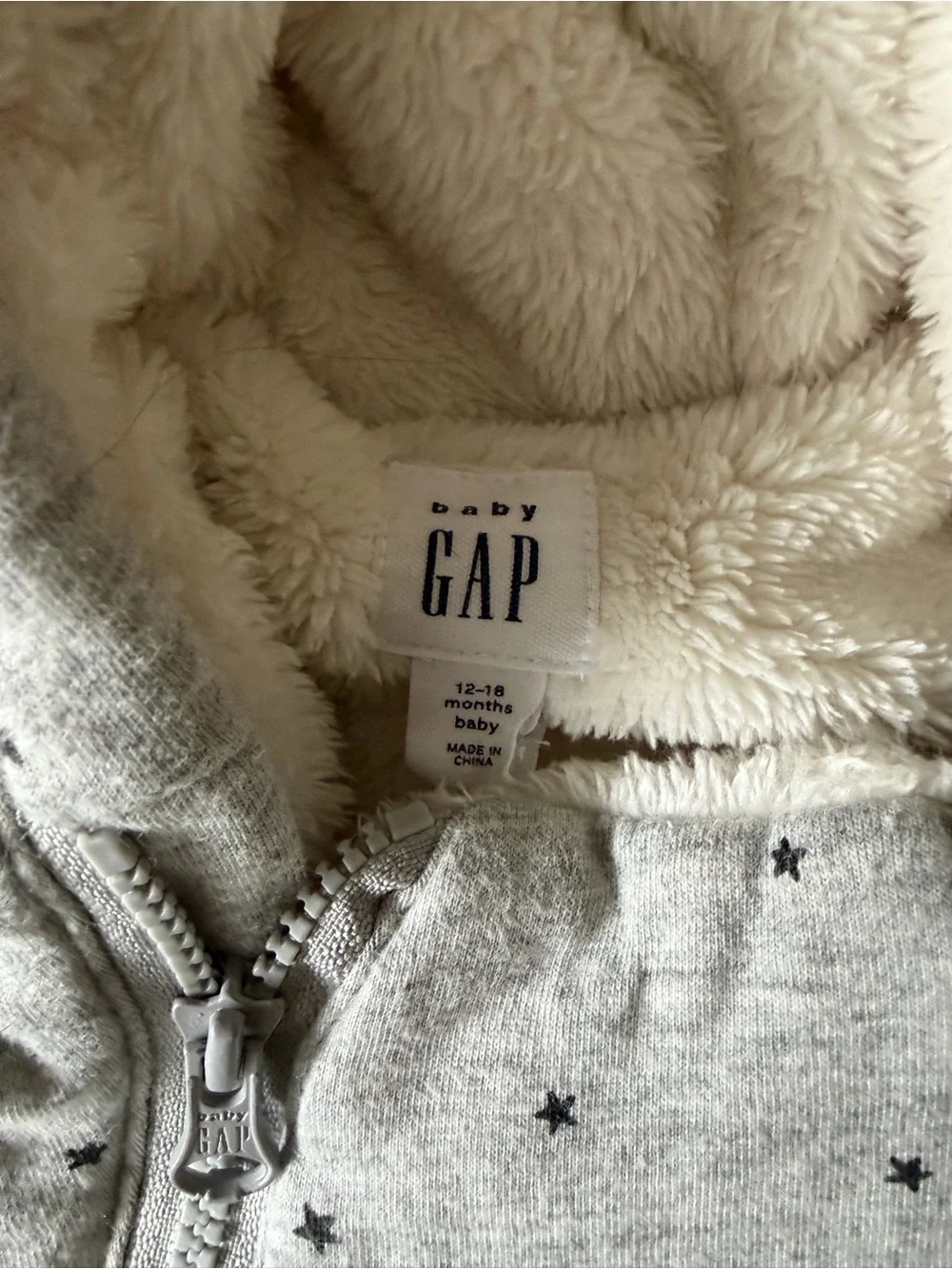 GAP Gray Dot Sherpa-Lined Hooded One-Piece Winter Coverup Jacket
